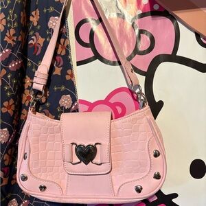 Pink Heart-Embellished Women's Bag